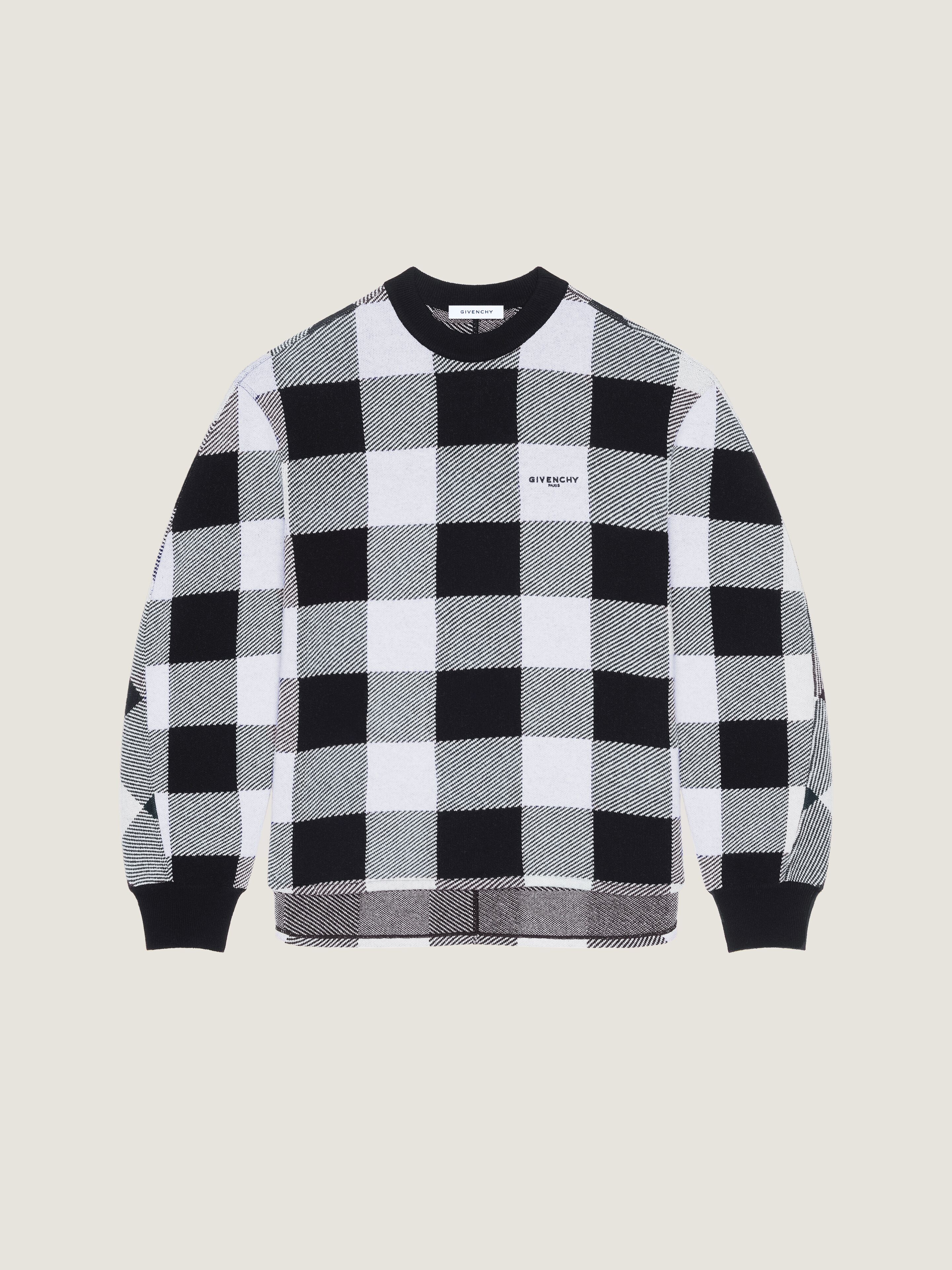 Checked sweater in wool embroidered GIVENCHY Paris